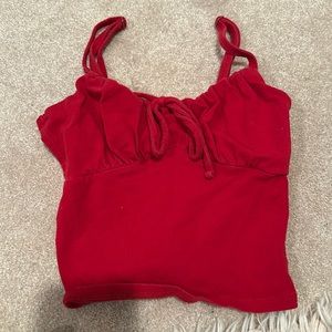 Hollister Red Front Tie Bust Crop Cami